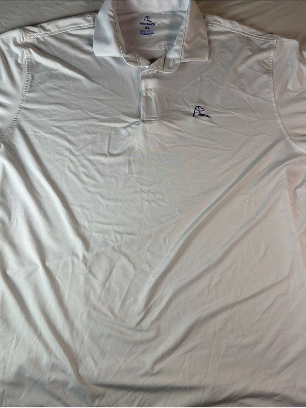 Rhoback white polo with navy logo - Rhoback